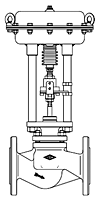 Product Image- 445 Straightway Control Valve<br>with Pneumatic Actuator DP 32-34 Product Image- 445 Straightway Control Valve<br>with Pneumatic Actuator DP 32-34